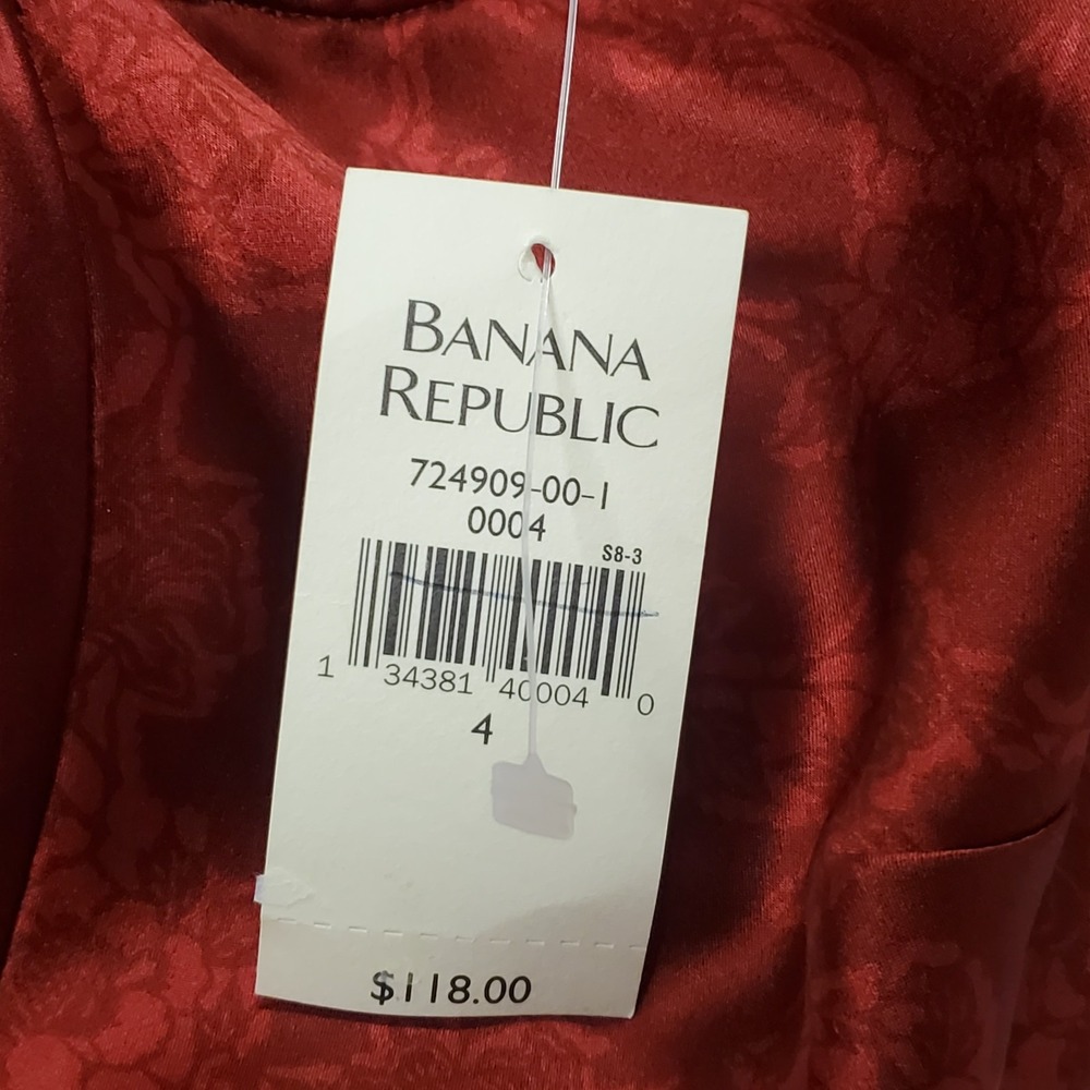 Vintage Banana Republic Womens‎ Y2K Silk Midi Dress Size 4 Red Floral Vampire - Picture 7 of 12